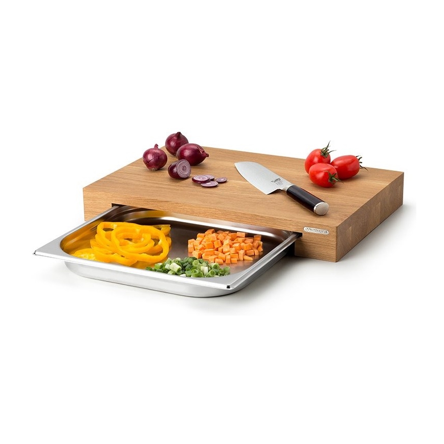 Continenta C4110 - Tagliere da cucina con ciotola 39 x 27 cm rovere