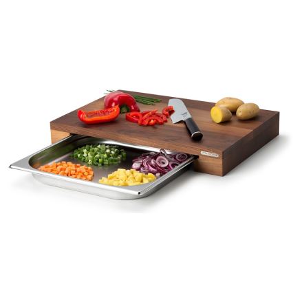 Continenta C4210 - Tagliere da cucina con ciotola in noce 39 x 27 cm