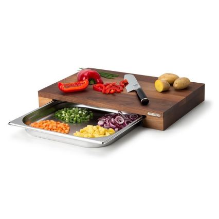 Continenta C4211 - Tagliere da cucina con ciotola in noce 48x32,5cm