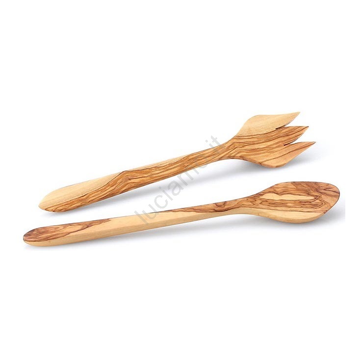 Premier Housewares Set Di Posate Per Insalata In Legno Di Ulivo - 30 Cm - Cucchiai E Forchette In Legno Naturale