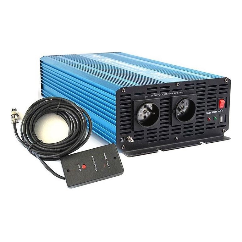 AEG Automotive Trasformatore di Tensione sinusoidale modificato 1000 W, 12 V DC a 230 V AC, con Telecomando, Inverter convertitore di Corrente