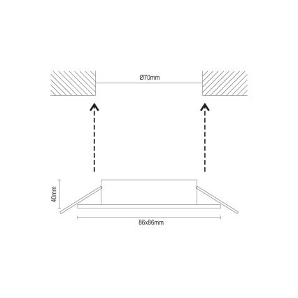 Cornice per faretto da incasso GU10 8,6x8,6 cm bianca