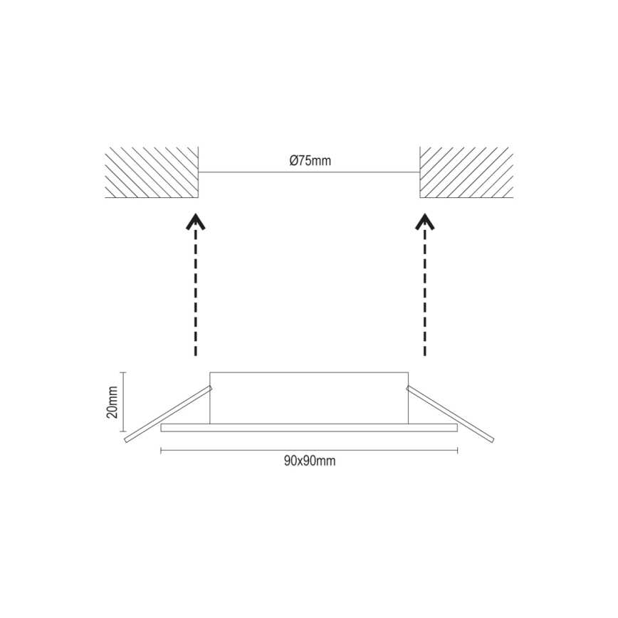 Cornice per faretto da incasso GU10 9x9 cm nera