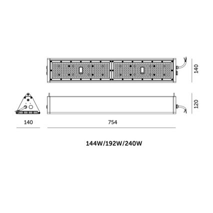 Apparecchio tecnico industriale LED dimmerabile NICO HIGHBAY LED/144/192/240W/230V 3000/4000/6000K IP65