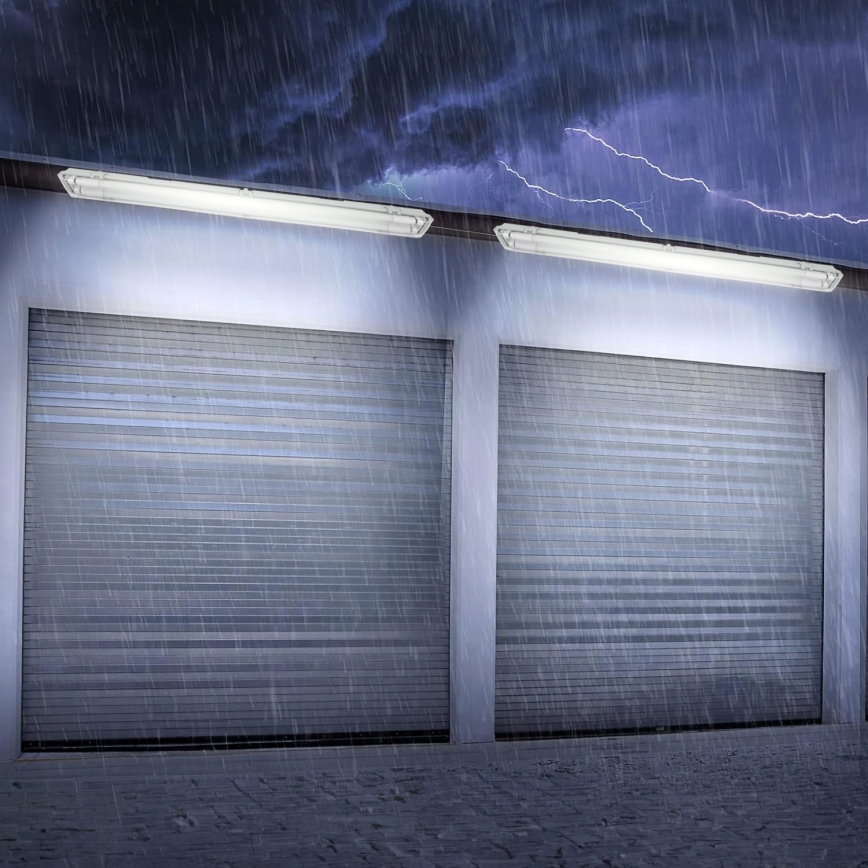 Corpo illuminante tecnico LED per tubi T8, 2x G13, 20W, 230V, 6500K, 120 cm, IP65, bianco