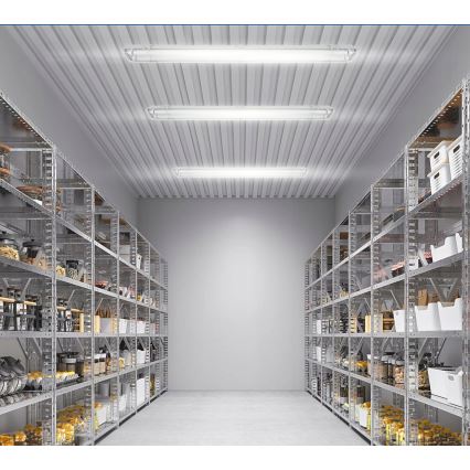 Corpo illuminante tecnico LED per tubi T8, 2x G13, 20W, 230V, 6500K, 120 cm, IP65, bianco