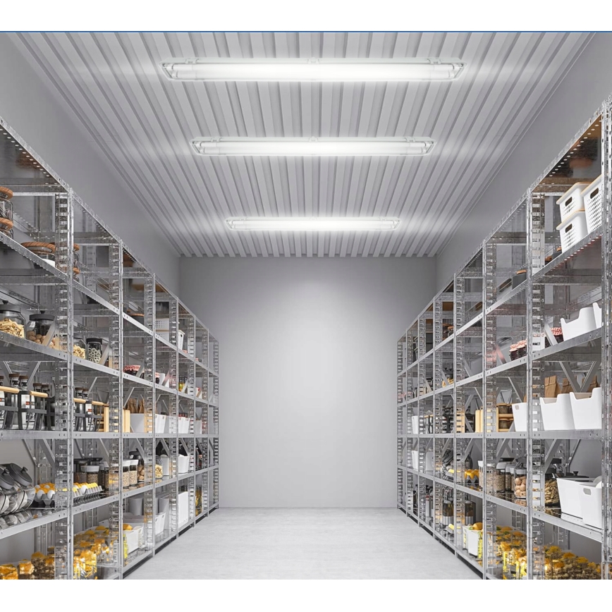 Corpo illuminante tecnico LED per tubi T8, 2x G13, 20W, 230V, 6500K, 120 cm, IP65, bianco