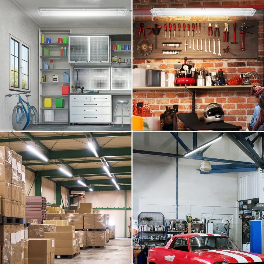 Corpo illuminante tecnico LED per tubi T8, 2x G13, 20W, 230V, 6500K, 120 cm, IP65, bianco