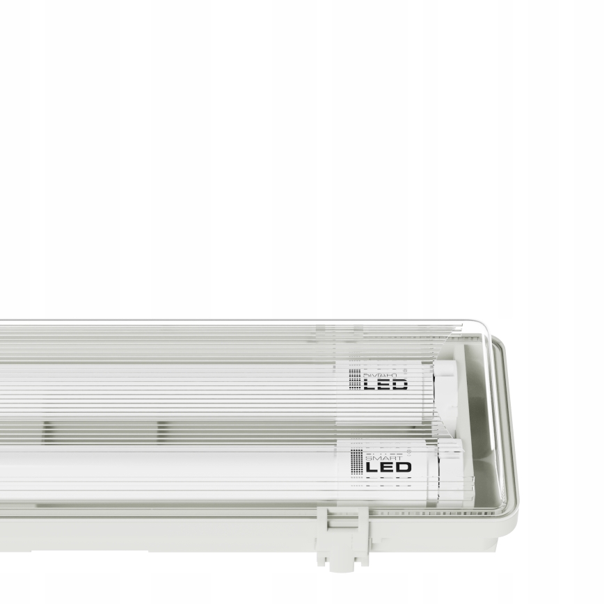 Corpo illuminante tecnico LED per tubi T8, 2x G13, 20W, 230V, 6500K, 120 cm, IP65, bianco