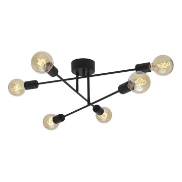 Cottex - Lampada da soffitto a montaggio superficiale BATON 6xE27/60W/230V nero