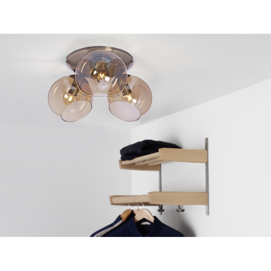 Cottex - Plafoniera CAPELLA 3xE14/40W/230V Ø 37 cm fumé/marrone