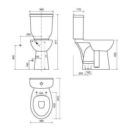 Creavit - WC combinato accessibile scarico a pavimento ceramica/bianco