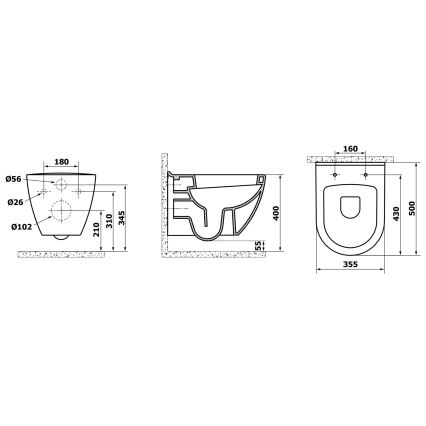 Creavit - WC sospeso PAULA ceramica/bianco
