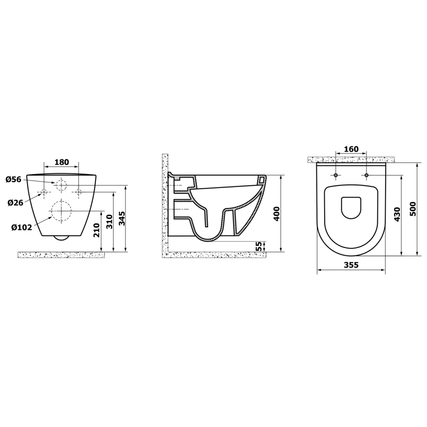 Creavit - WC sospeso PAULA ceramica/bianco