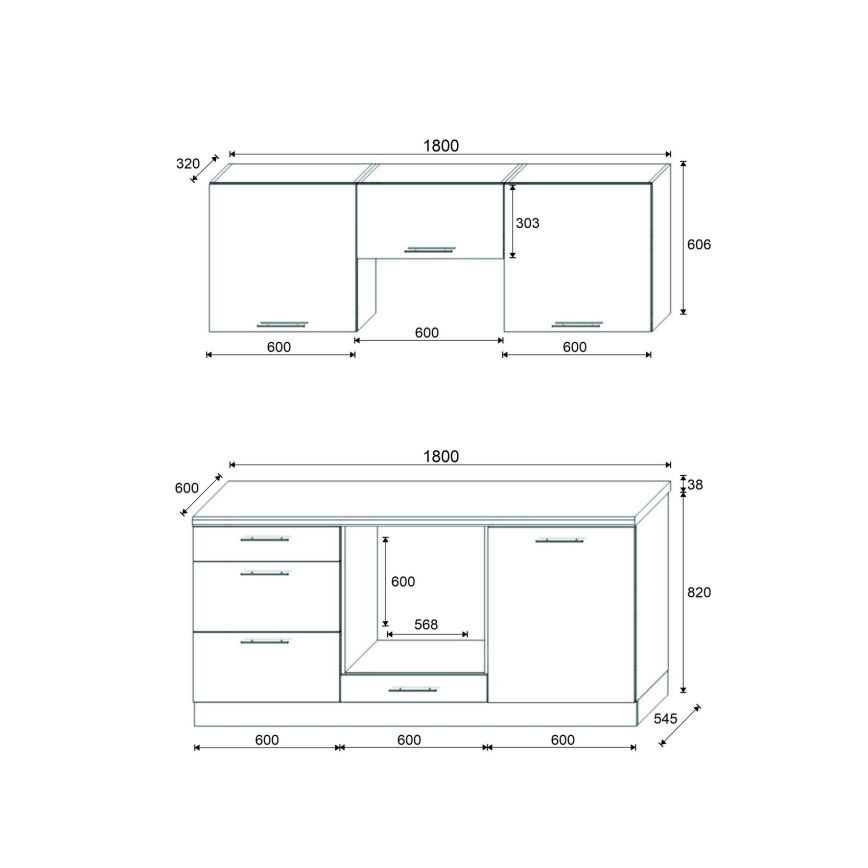 Cucina CELESTE 180 cm grigio lucido