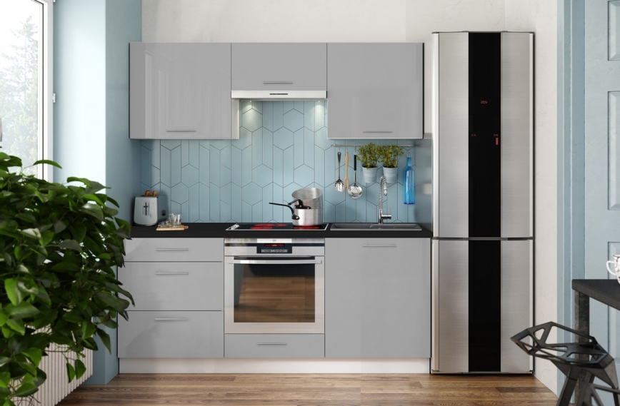 Cucina CELESTE 180 cm in grigio lucido
