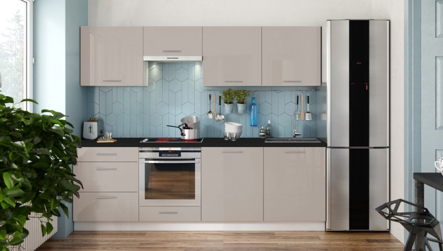 Cucina CELESTE 240 cm in taupe lucido