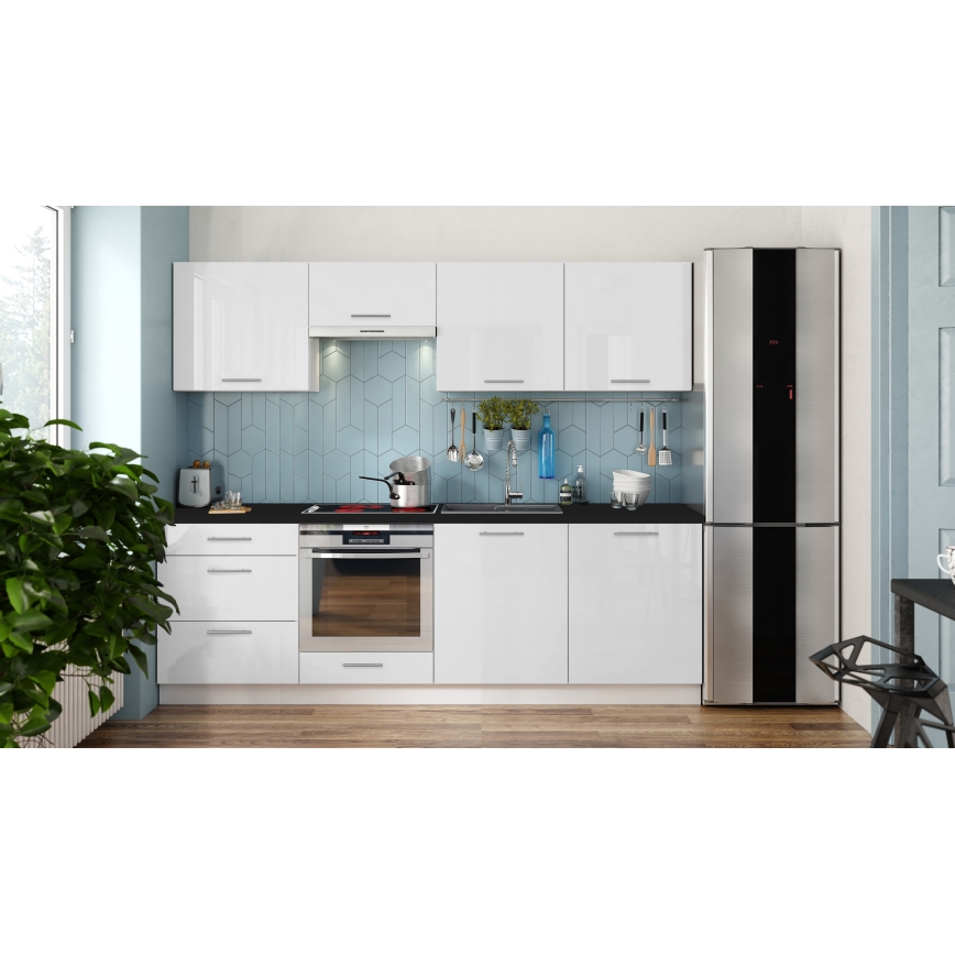 Cucina componibile CELESTE 240 cm, bianco lucido