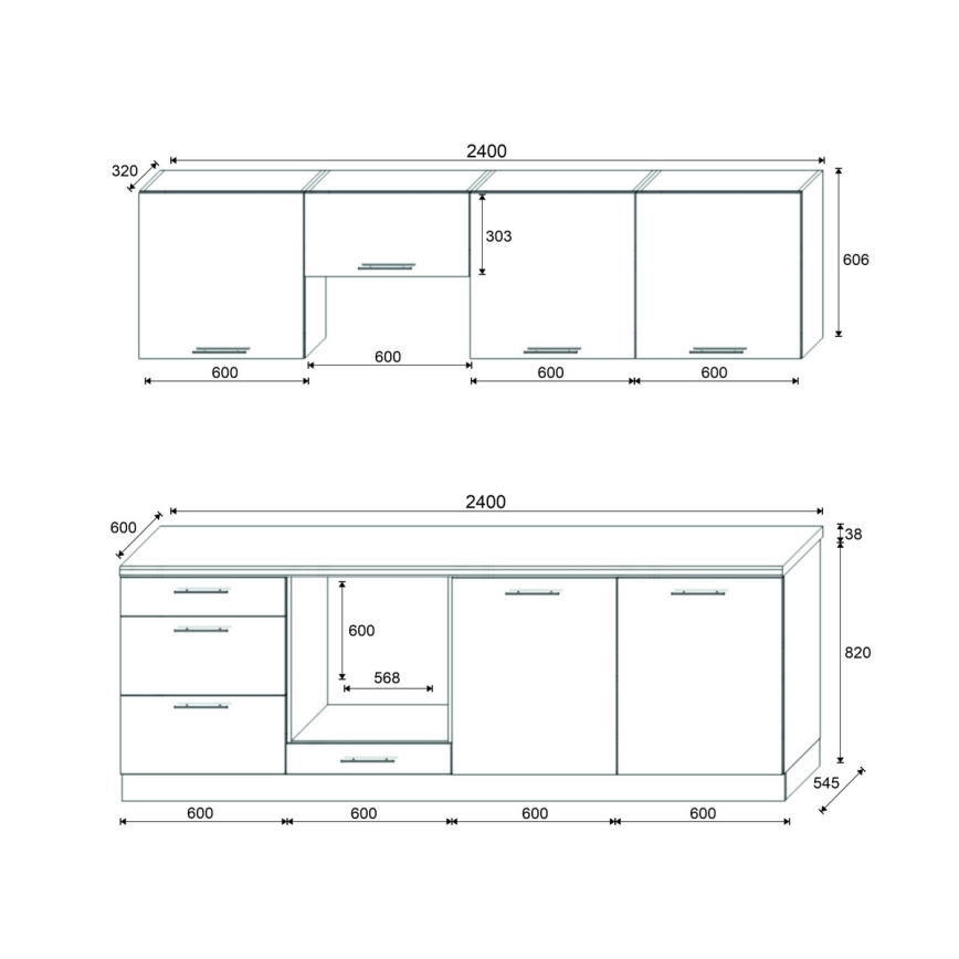 Cucina componibile CELESTE 240 cm, finitura lucida taupe