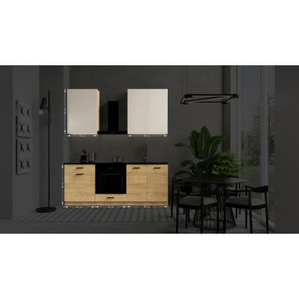 Cucina componibile JOY 200 cm, finitura noce