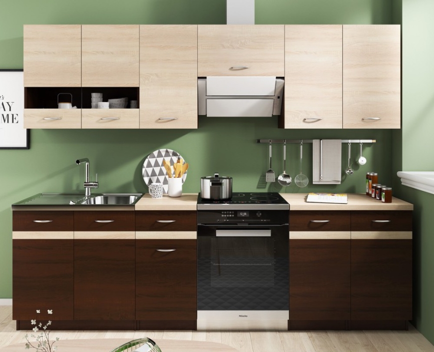 Cucina componibile VALERIA 240 cm rovere sonoma/marrone