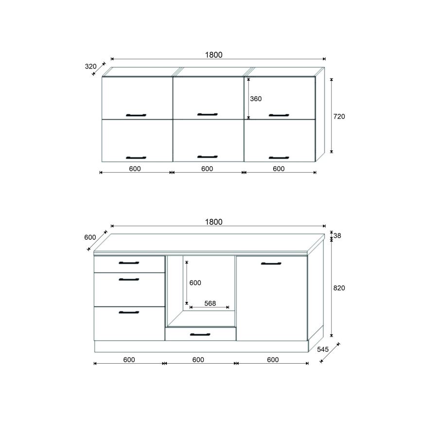 Cucina ELISE 180 cm grafite