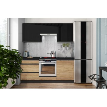Cucina MARINA 180 cm in rovere artigianale/nero lucido