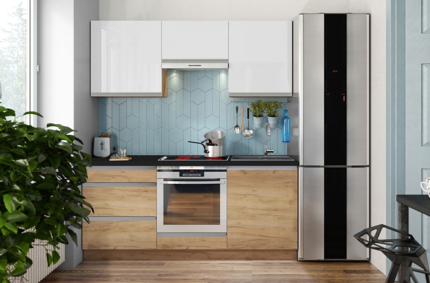 Cucina MARINA 180 cm rovere craft/bianco lucido
