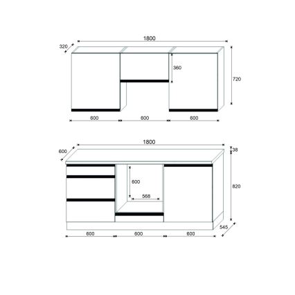 Cucina MARINA 180 cm rovere craft/bianco lucido