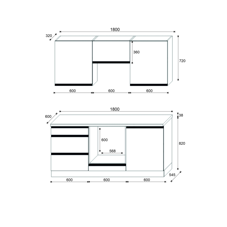 Cucina MARINA 180 cm rovere craft