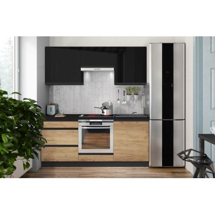 Cucina MARINA 180 cm rovere craft/nero lucido