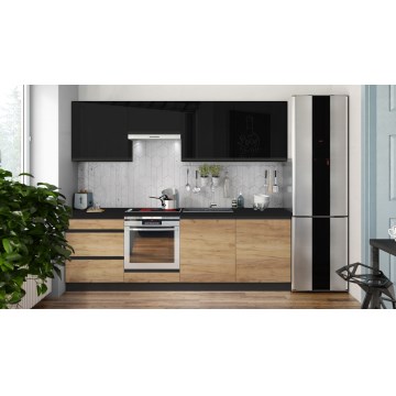 Cucina MARINA 240 cm in rovere artigianale/nero lucido