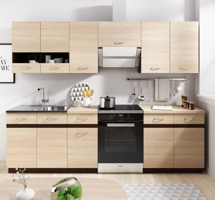 Cucina VALERIA 240 cm, marrone/rovere sonoma