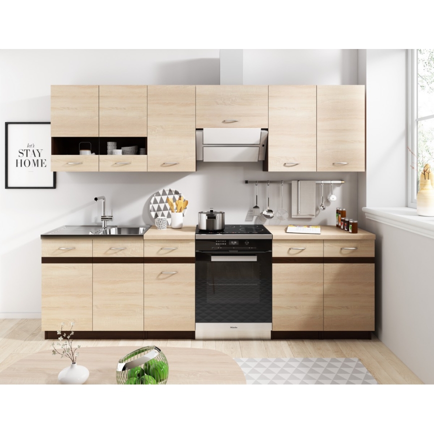 Cucina VALERIA 240 cm, marrone/rovere sonoma