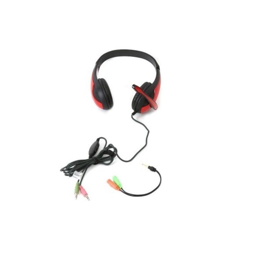 Cuffie cablate con microfono rosso