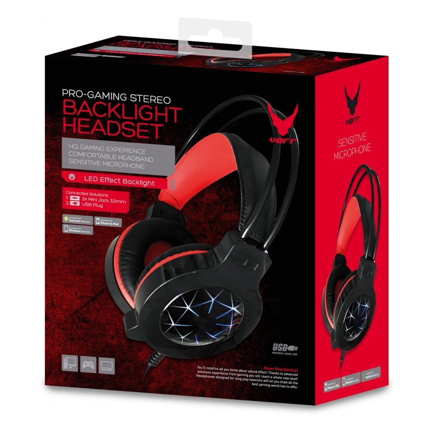 Cuffie gaming LED VARR con microfono 3,5mm