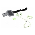 Cuffie sportive con microfono e cinturino per braccia verde