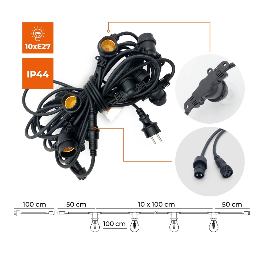 Da esterno catena decorativa MIMOSA 10xE27/1,3W/230V IP44 10 m