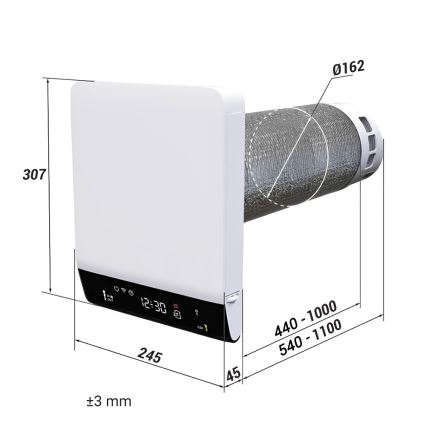 Dalap 25BP160 - Recuperatore di calore per locali BRISE 160 PROFI 22W/230V Wi-Fi + telecomando