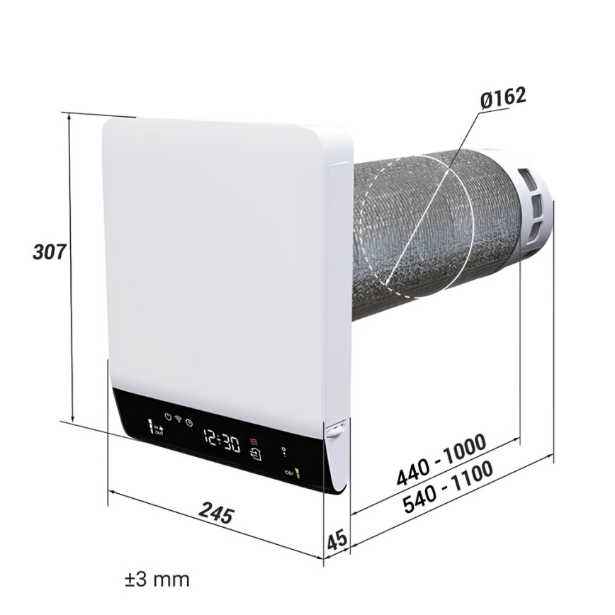 Dalap 25BP160 - Recuperatore di calore per locali BRISE 160 PROFI 22W/230V Wi-Fi + telecomando