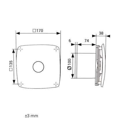Dalap 41093zw - Ventilatore assiale con temporizzatore 100 ONYX ZW 14W/230V