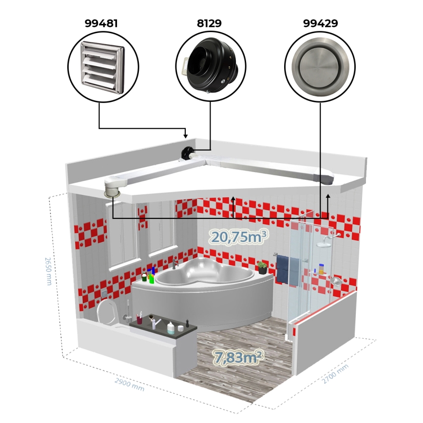 Dalap 8129 - Ventilatore radiale da condotto TURBINE M 125 62W/230V