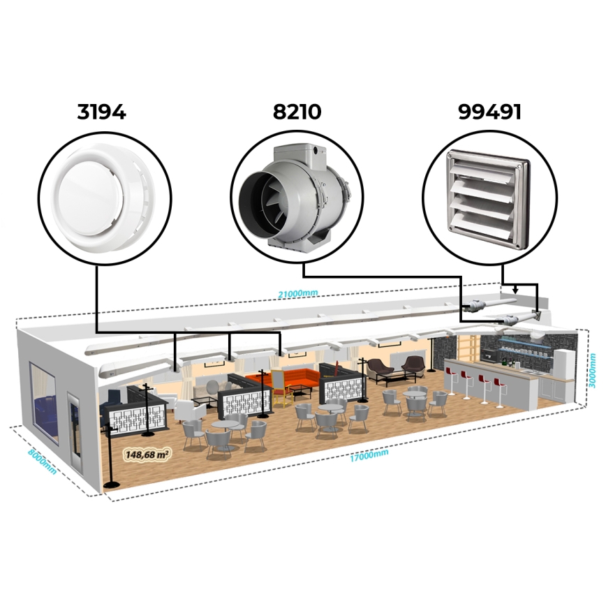 Dalap 8210 - Ventilatore assiale AP PROFI 150 50W/230V