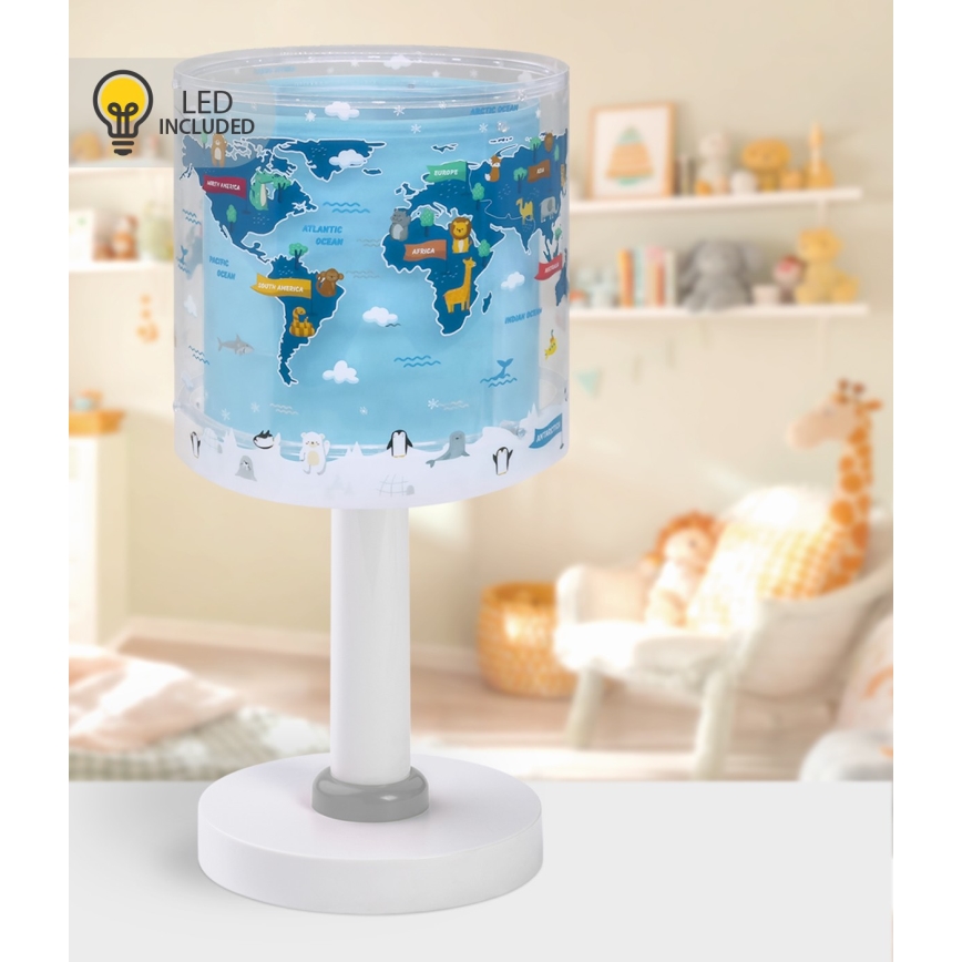 Dalber 40671 - Lampada da tavolo LED per bambini WORLD 1xG4/4W/230V blu