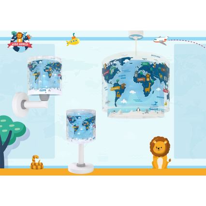 Dalber 40672 - Lampadario per bambini WORLD 1xE27/15W/230V blu