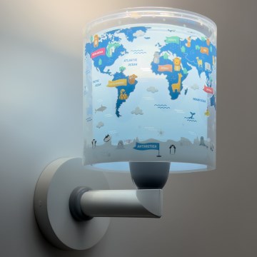 Dalber 40679 - Lampada da parete per bambini WORLD 1xE27/15W/230V blu