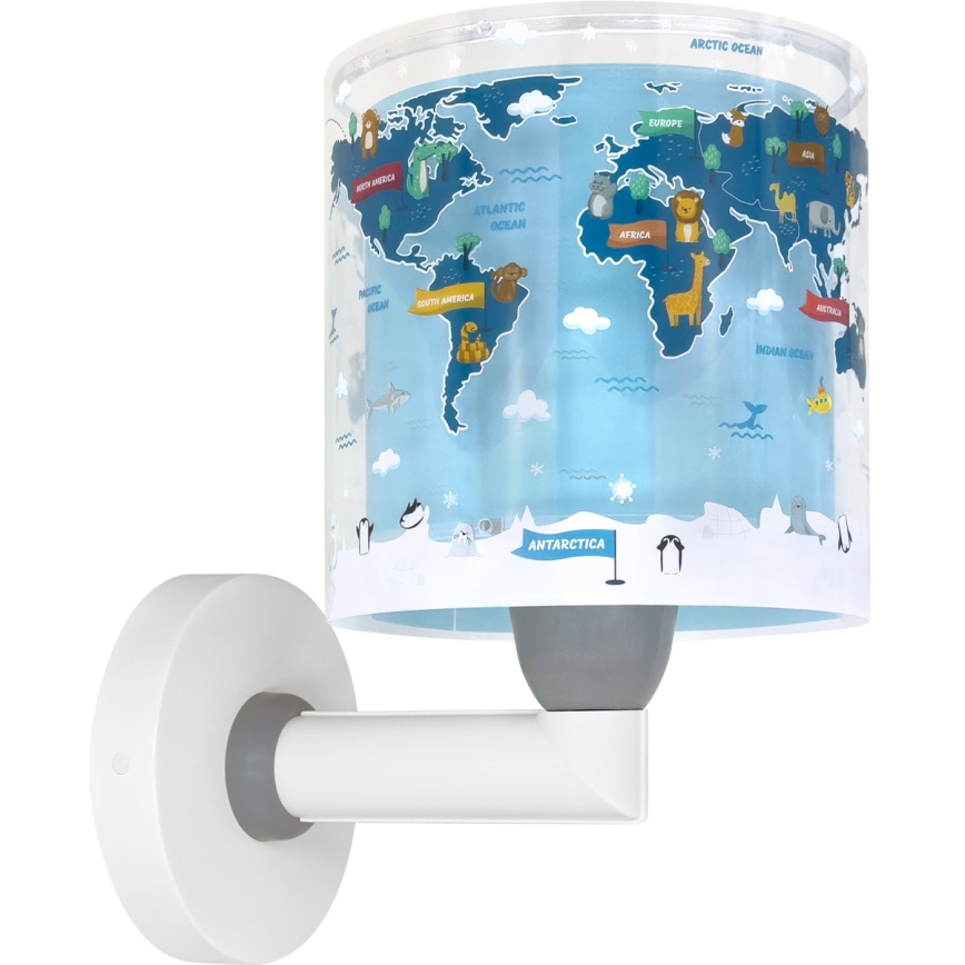 Dalber 40679 - Lampada da parete per bambini WORLD 1xE27/15W/230V blu