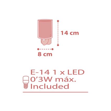 Dalber 41005S - LED Lampada piccola con spina integrata DOTS 1xE14/0,5W/230V
