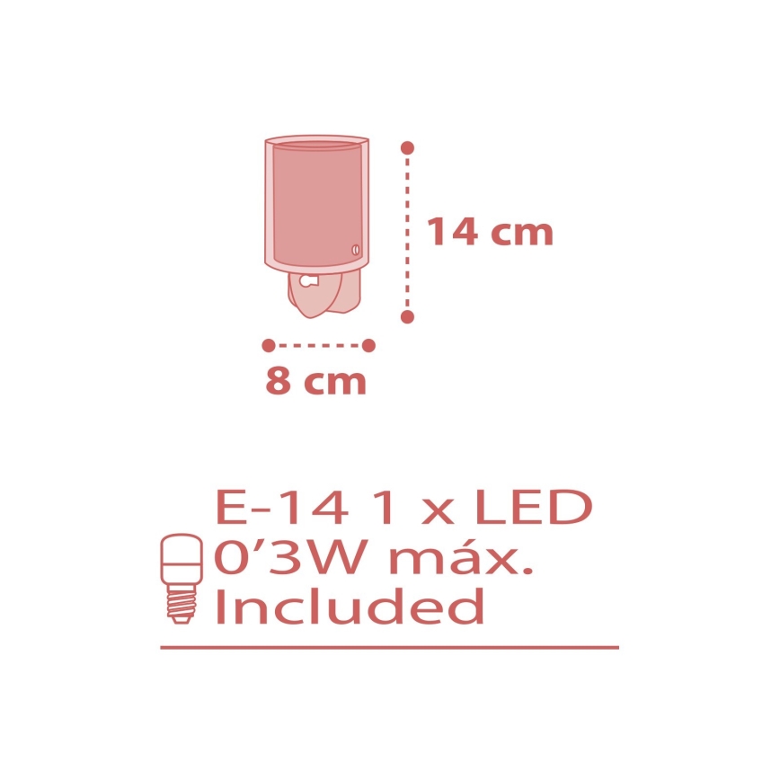 Dalber 41005S - LED Lampada piccola con spina integrata DOTS 1xE14/0,5W/230V