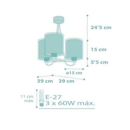 Dalber 41007H - Lampadario per bambini DOTS 3xE27/60W/230V